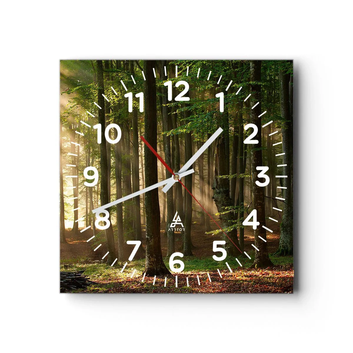 Wall clock - Clock on glass - Beaming in Spring Morning - 40x40 cm