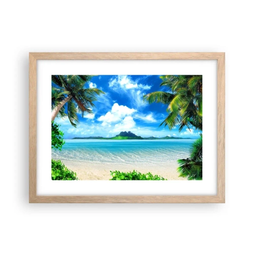 Poster in light oak frame - Blue Tropics - 40x30 cm