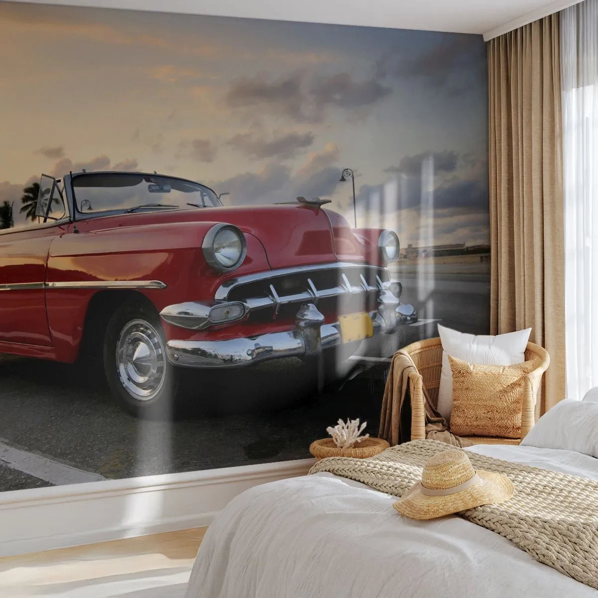 Self-Adhesive Photo Wallpaper Deluxe Sticker - Red Heat of the Tropics - Car, Automotive, Vintage - 250x175 cm