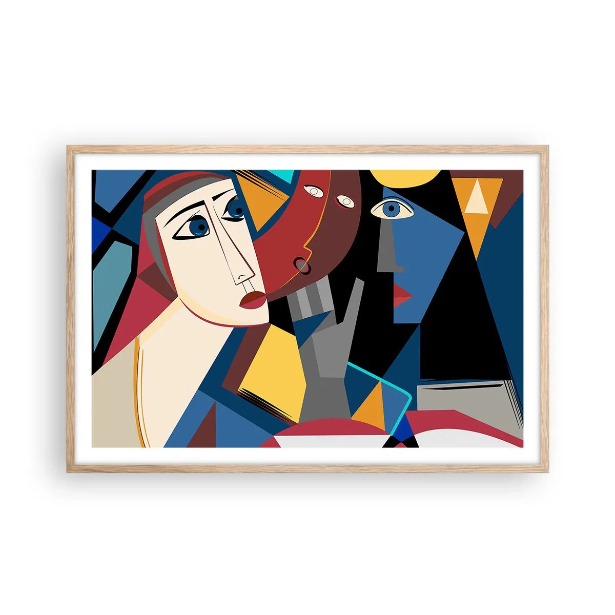 Poster in light oak frame - Conversation of Cubists - 91x61 cm