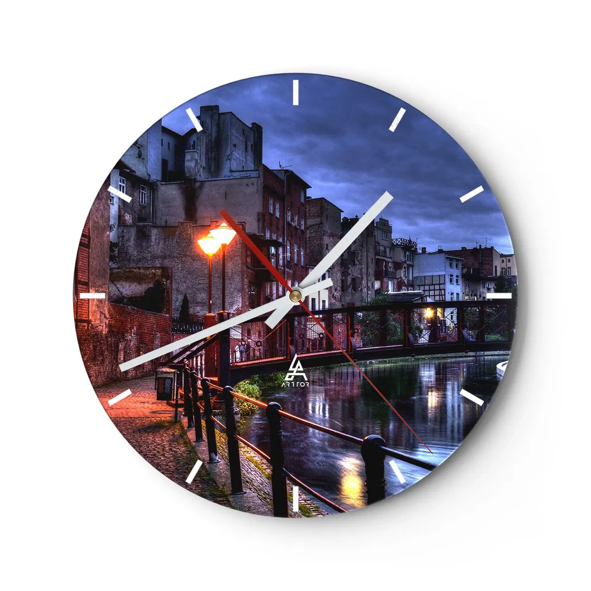 Wall clock - Clock on glass - Bydgoszcz You Did Not Know - 40x40 cm