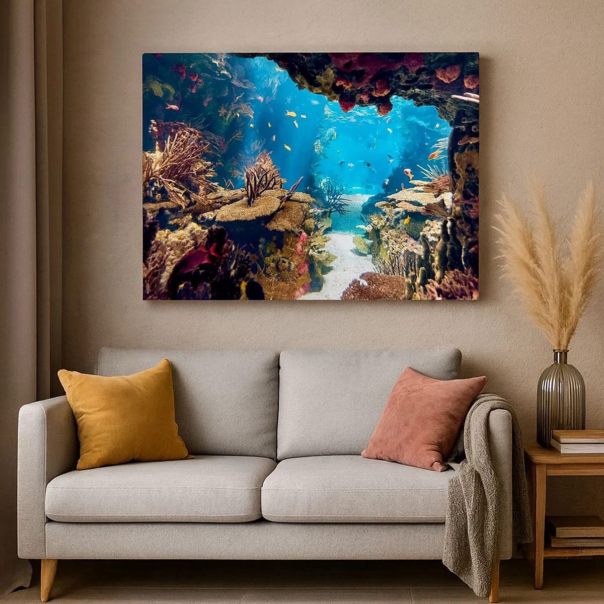 Canvas picture - Underwater world with coral reef and fish - 70x50cm - You Couldn't Dream It - Modern wall decoration for the living room and bedroom ARTTOR
