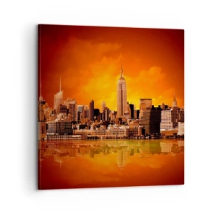 Canvas picture - Big City Panorama in Brown and Yellow - 60x60 cm