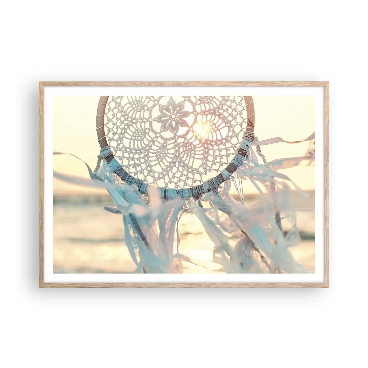 Poster in light oak frame - Lace Totem - 100x70 cm