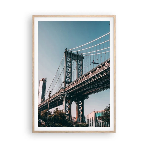 Poster in light oak frame - Over the City Waves - 70x100 cm