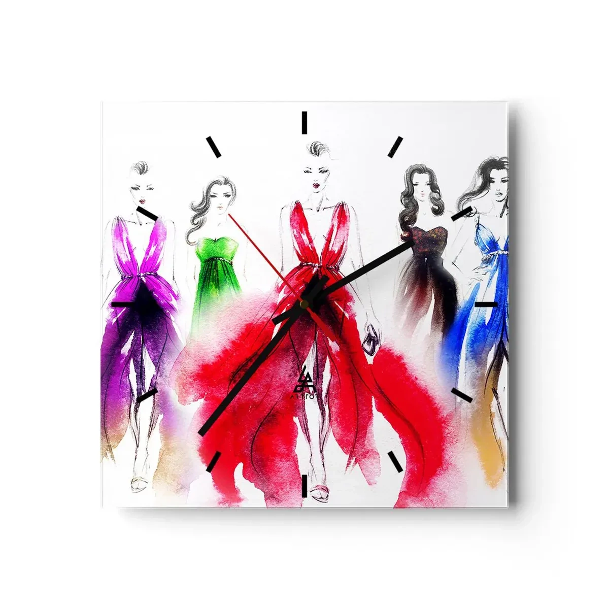 Wall clock - Clock on glass - Vogue in Vogue - 40x40 cm