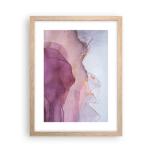 Poster in light oak frame - Waves of Violet and Purple - 30x40 cm