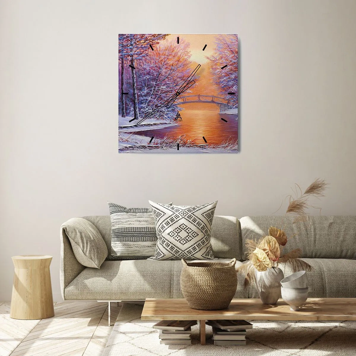 Wall clock - Clock on glass - Let's Meet Here - 40x40 cm