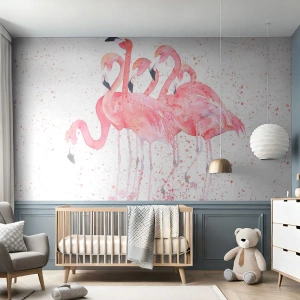 Self-Adhesive Photo Wallpaper Deluxe Sticker - Pink Power - Flamingos, Birds, Graphics - 300x210 cm