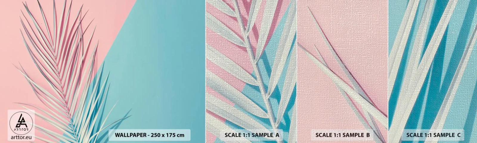 Photo Wallpaper Sample Premium Canvas - Tropical impression - Palm Leaf, Abstraction, Graphics - 100x30 cm