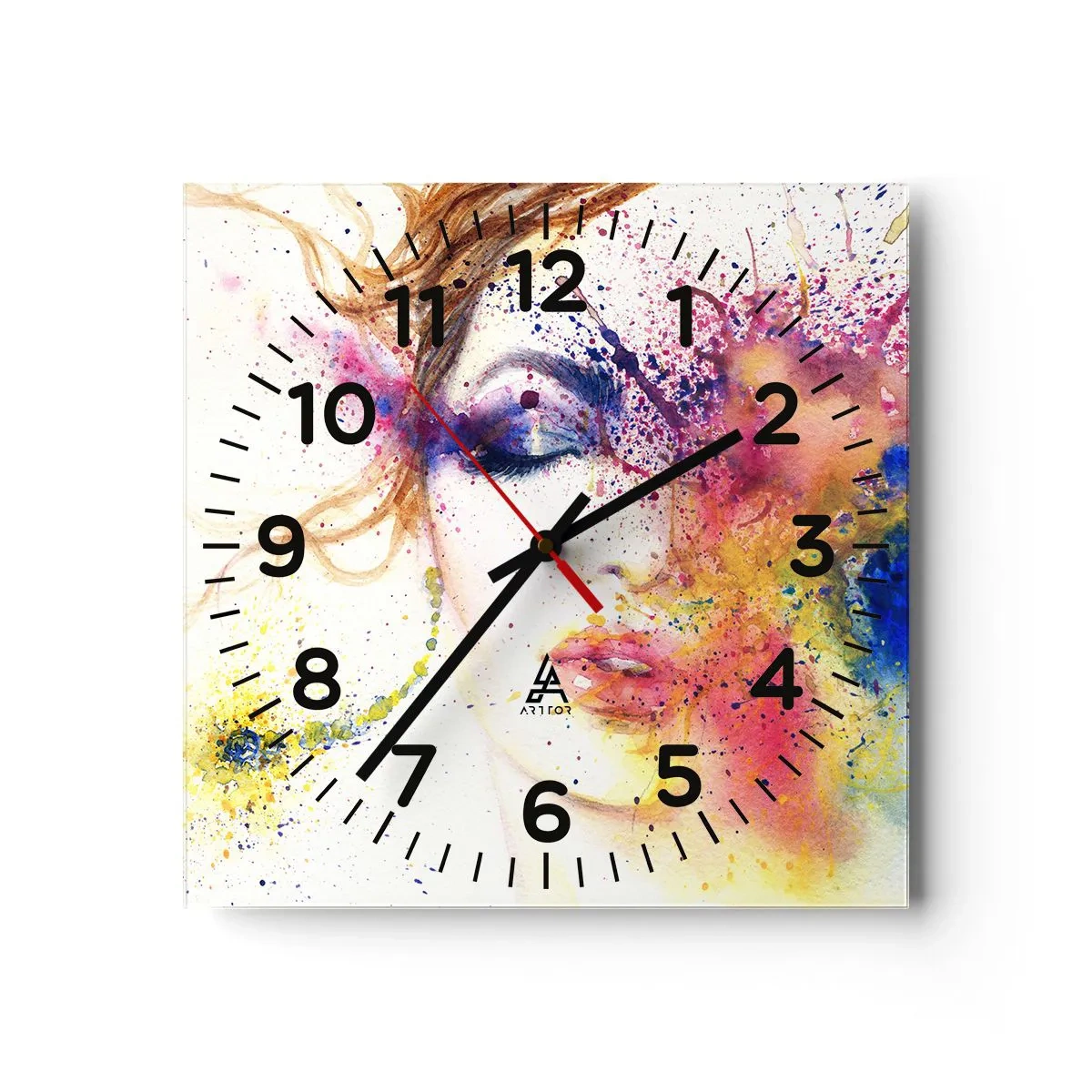 Wall clock - Clock on glass - Rainbow Dizziness - 30x30 cm