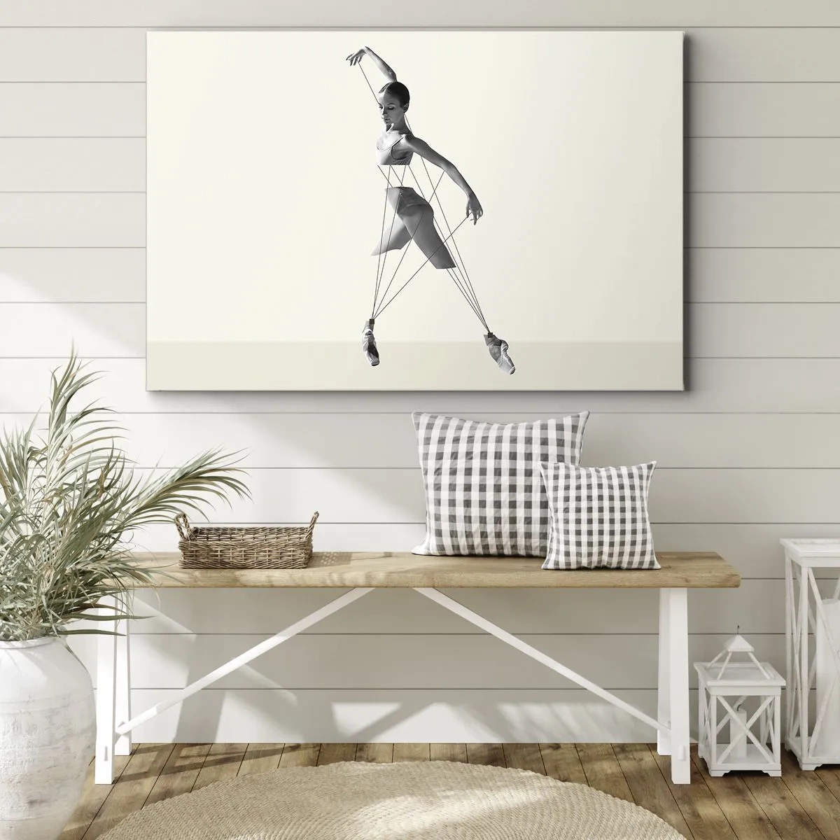 Canvas picture - Ballerina in a geometric interpretation with lines - 70x50cm - In the Theatre of the World - Modern wall decoration for the living room and bedroom ARTTOR