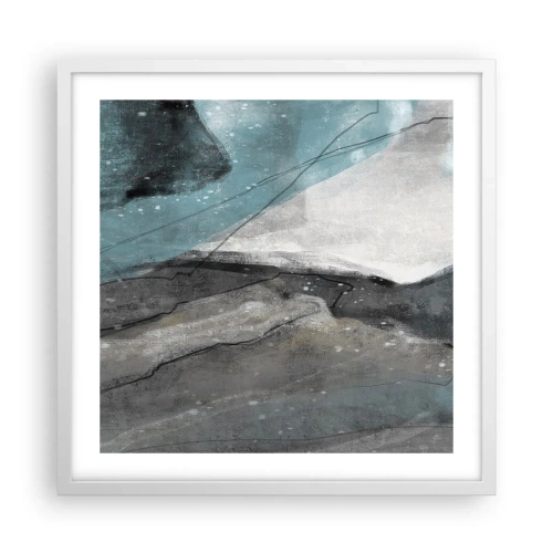 Poster in white frmae - Abstract: Rocks and Ice - 50x50 cm