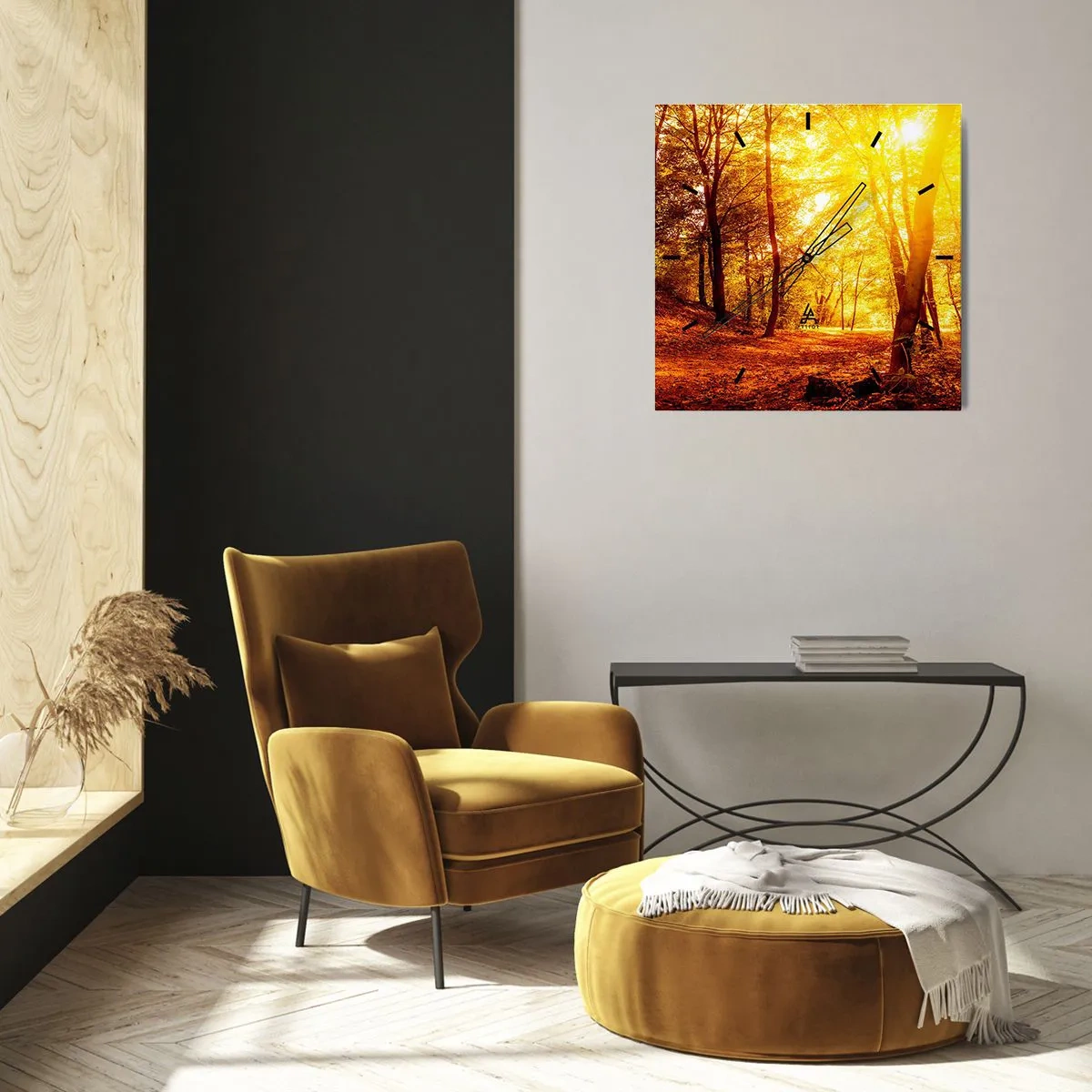 Wall clock - Clock on glass - Towards Golden Plain - 40x40 cm