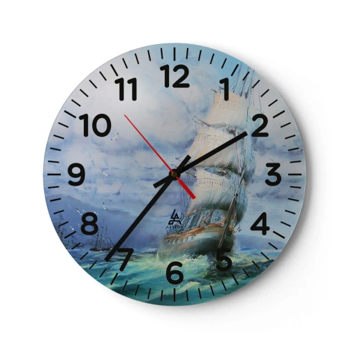 Wall clock - Clock on glass - Happy Winds - 30x30 cm