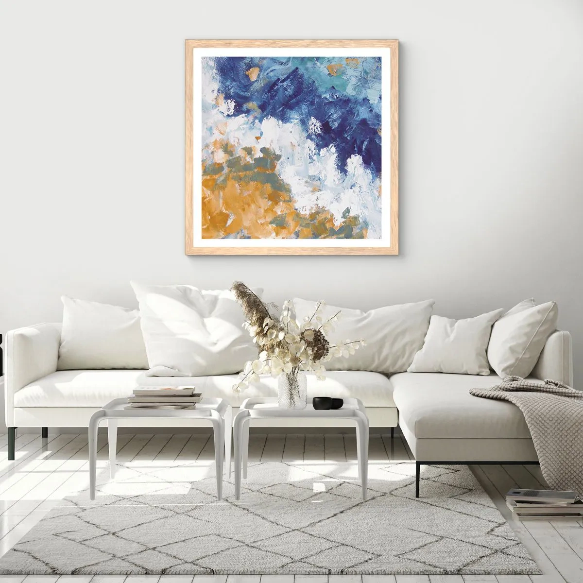 Poster in light oak frame - The Dance of Elements - 60x60 cm