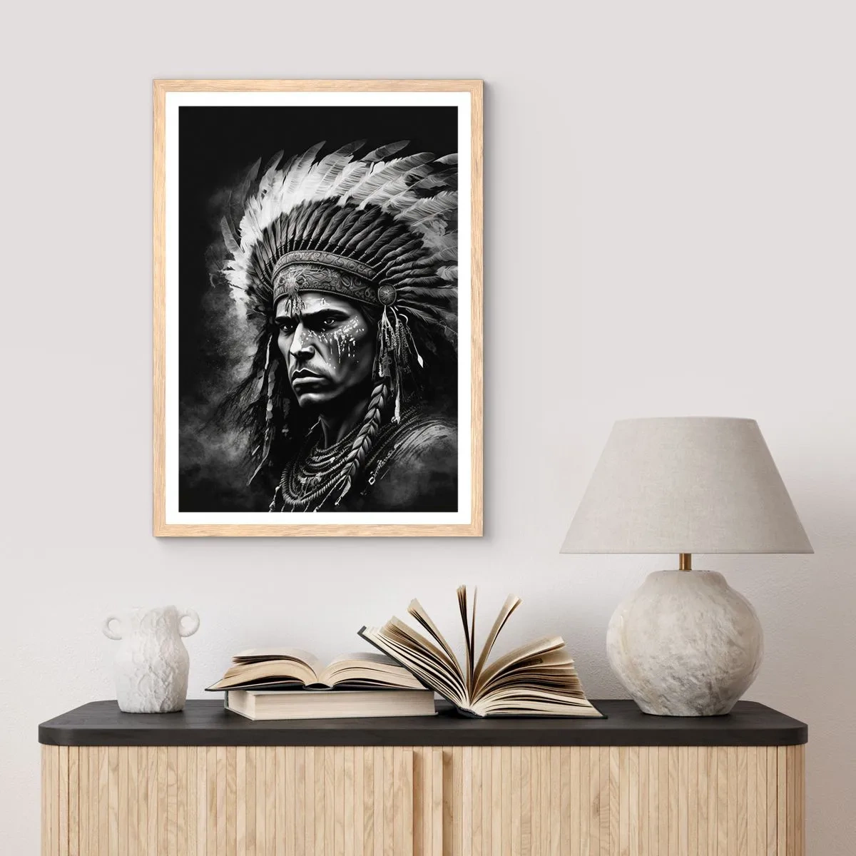 Poster in light oak frame - Chief and Warrior - 61x91 cm