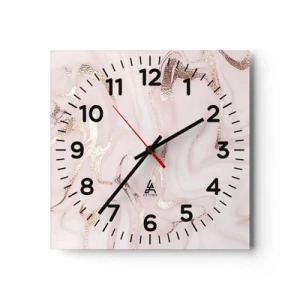 Wall clock - Clock on glass - In Pink - 40x40 cm
