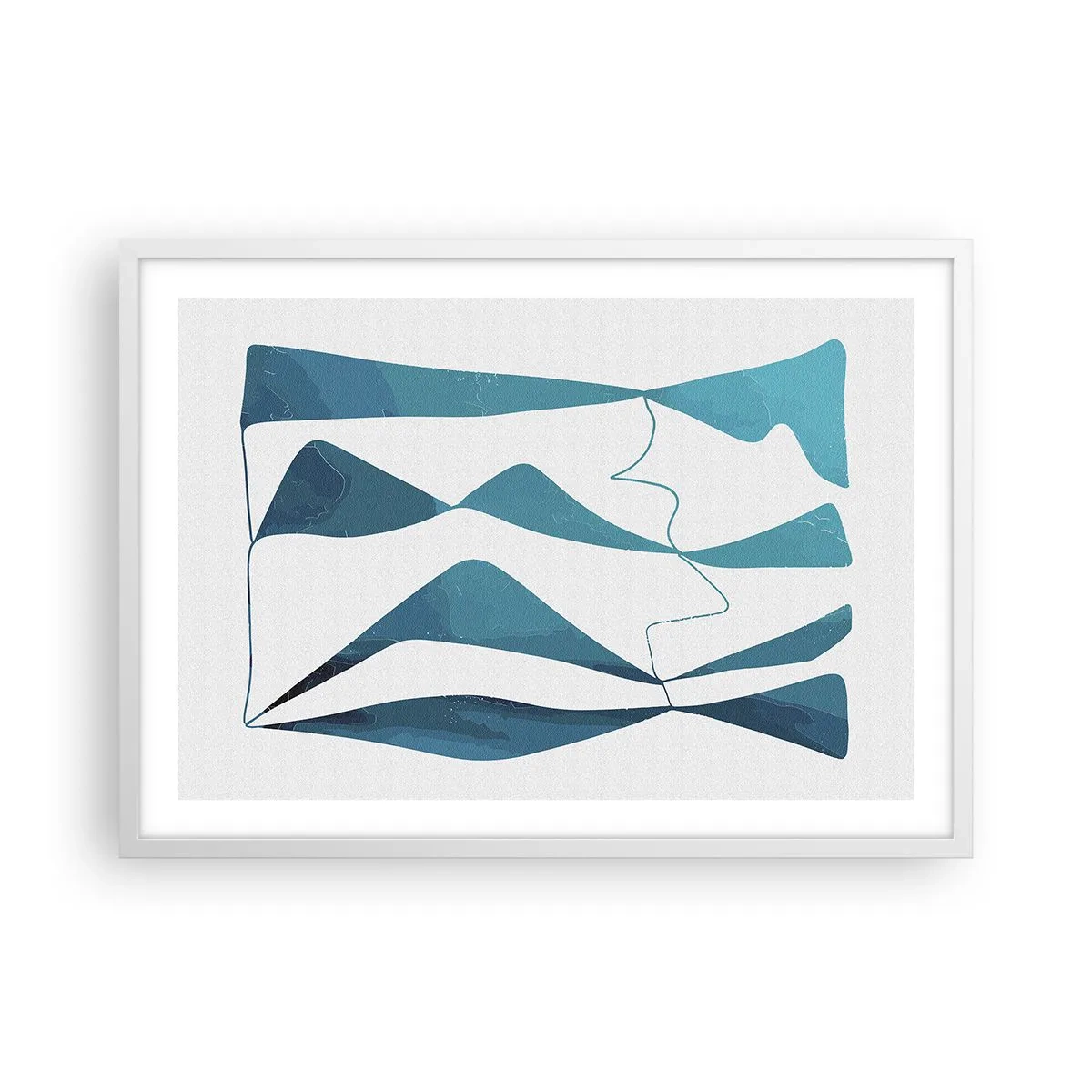Poster in white frmae - Abstract: Turquoise Relation - 70x50 cm