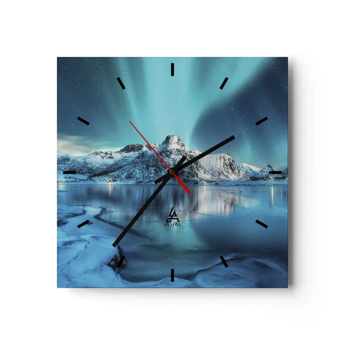 Wall clock - Clock on glass - The Night of Light - 40x40 cm
