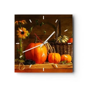 Wall clock - Clock on glass - Rustic Composition - Fruit of Autumn - 30x30 cm