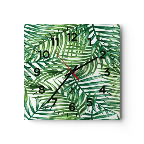 Wall clock - Clock on glass - Under the Green Canopy - 40x40 cm