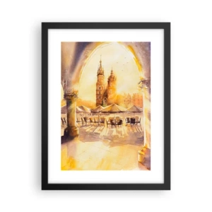 Poster in black frame - Sunrise over a Crocow Market - 30x40 cm