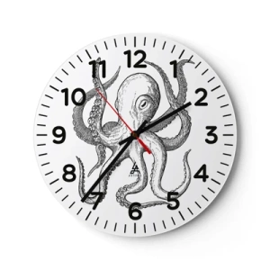 Wall clock - Clock on glass - Dancing with the Waves - 30x30 cm