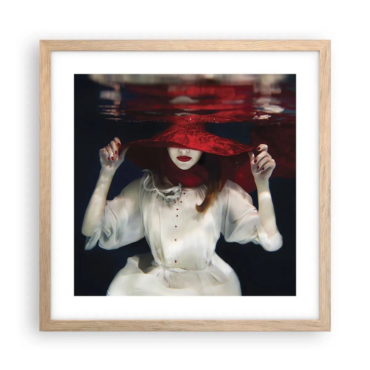 Poster in light oak frame - Mysterious Woman - 40x40 cm