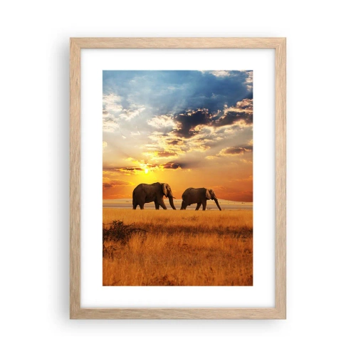 Poster in light oak frame - Family Walk - 30x40 cm