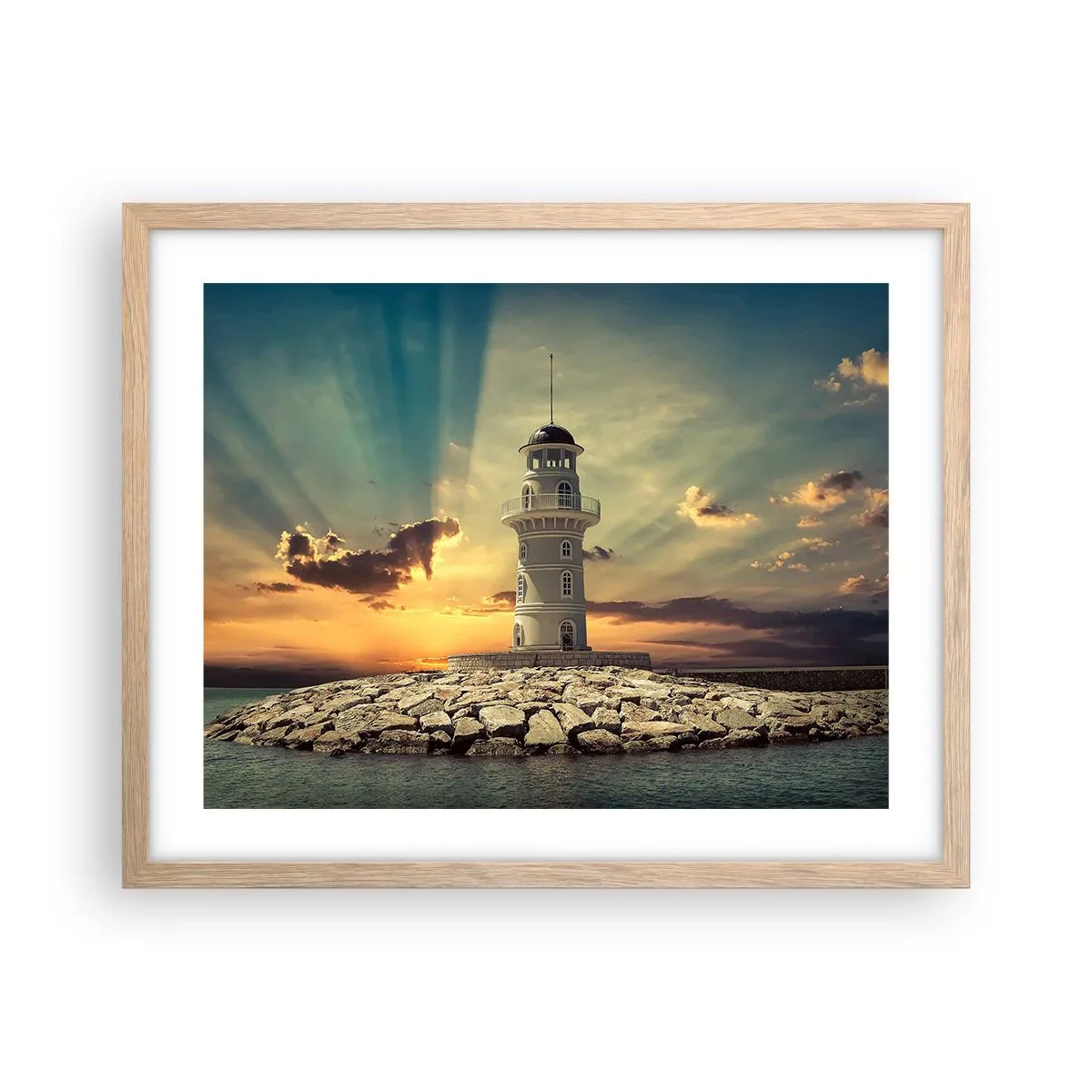Poster in light oak frame - Light, Hope, Beauty - 50x40 cm