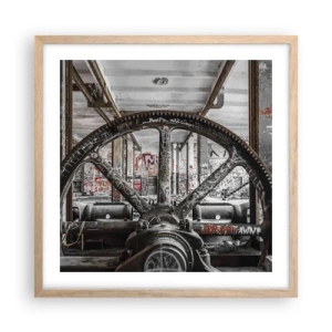 Poster in light oak frame - Secret Life of a Factory - 50x50 cm