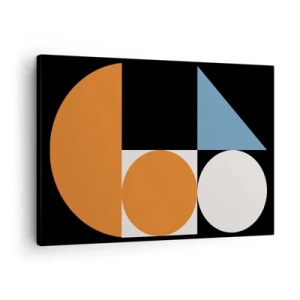 Canvas picture - Geometric pattern with colorful shapes on a black background - 70x50cm - Figure System - Modern wall decoration for the living room and bedroom ARTTOR