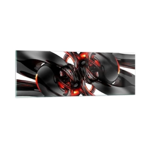 Glass picture - Movement in Graphite and Red - 90x30 cm