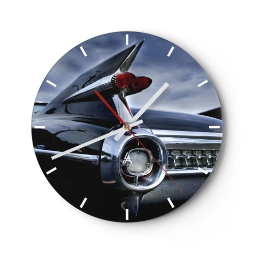 Wall clock - Clock on glass - Rear view of a classic car with red lights - 30x30cm - That's Why It Is Beautiful! - Modern wall decoration for the living room, kitchen, and bedroom ARTTOR