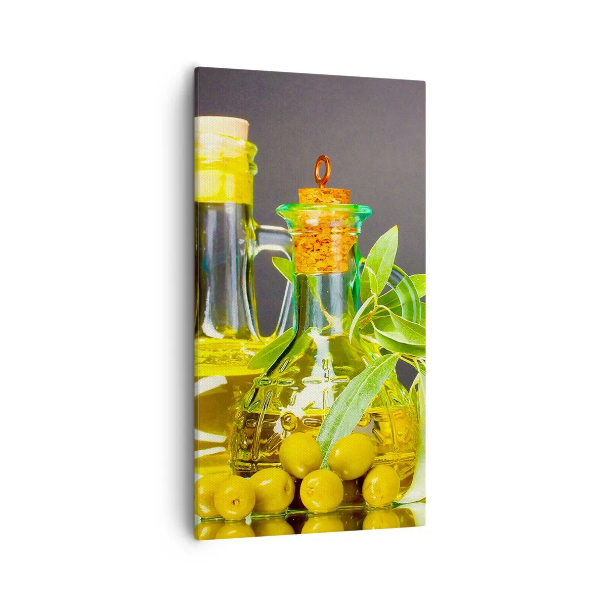 Canvas picture - Still Life with Olives and Olive Oil - 55x100 cm