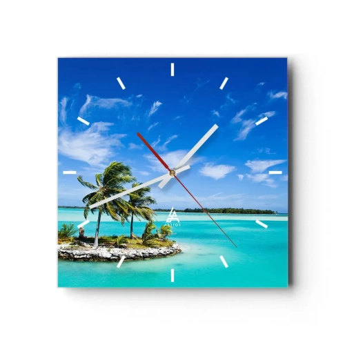 Wall clock - Clock on glass - Paradise on Earth - 40x40 cm