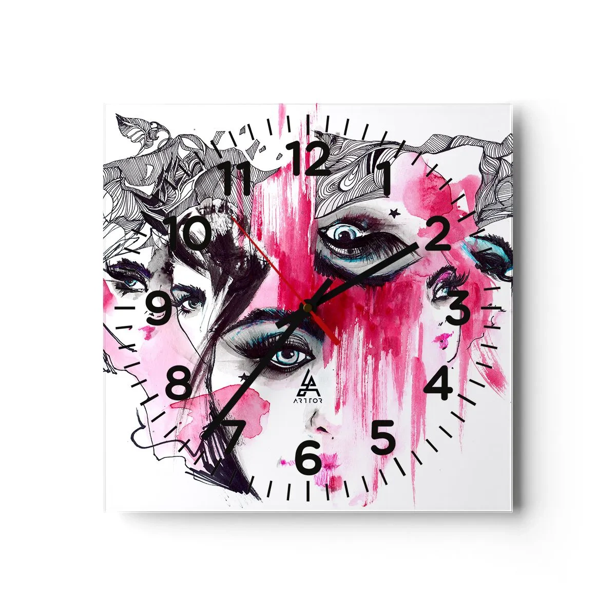 Wall clock - Clock on glass - . - 30x30 cm