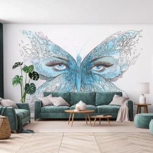 Photo Wallpaper Premium Sand - Eros Praying Mantis - Abstraction, Butterfly, Female Eyes - 400x280 cm