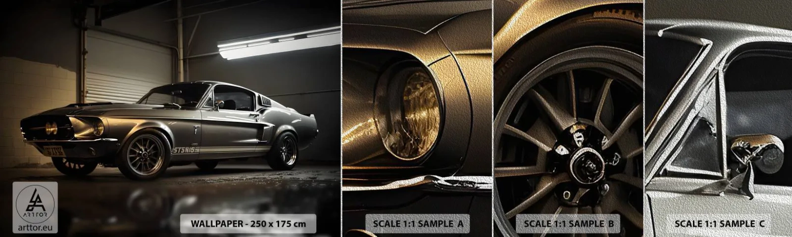 Photo Wallpaper Sample Premium Sand - Back to the Future - Sports car, Retro, Classic - 100x30 cm