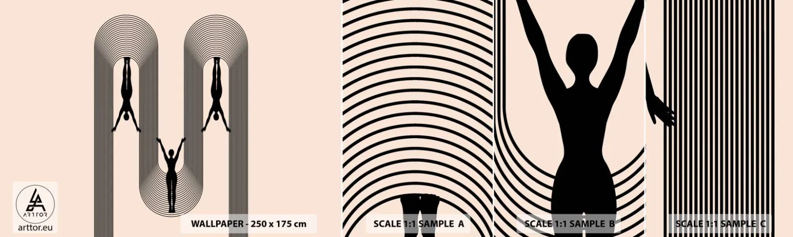 Photo Wallpaper Sample Self-Adhesive Deluxe Sticker - Upside Down - Surrealism, Body, Yoga - 100x30 cm