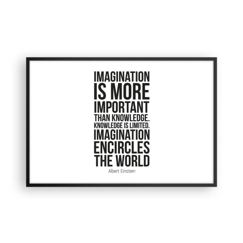 Poster in black frame - Einstein about Power of Imagination - 91x61 cm