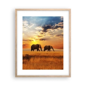 Poster in light oak frame - Family Walk - 40x50 cm