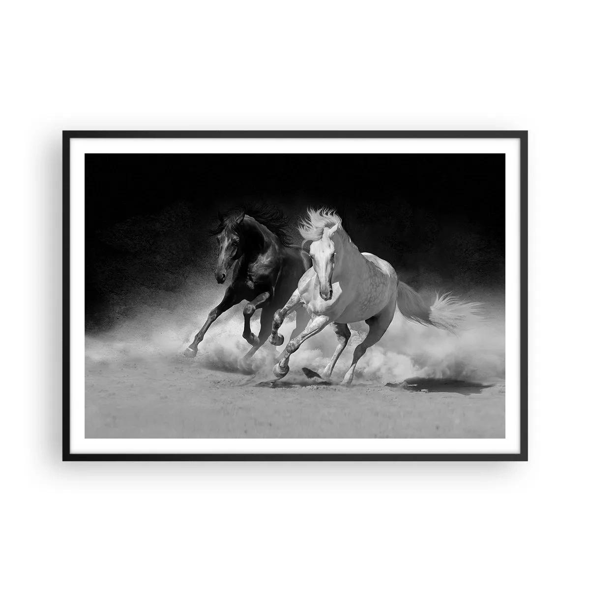 Poster in black frame - Gallop of Freedom - 100x70 cm