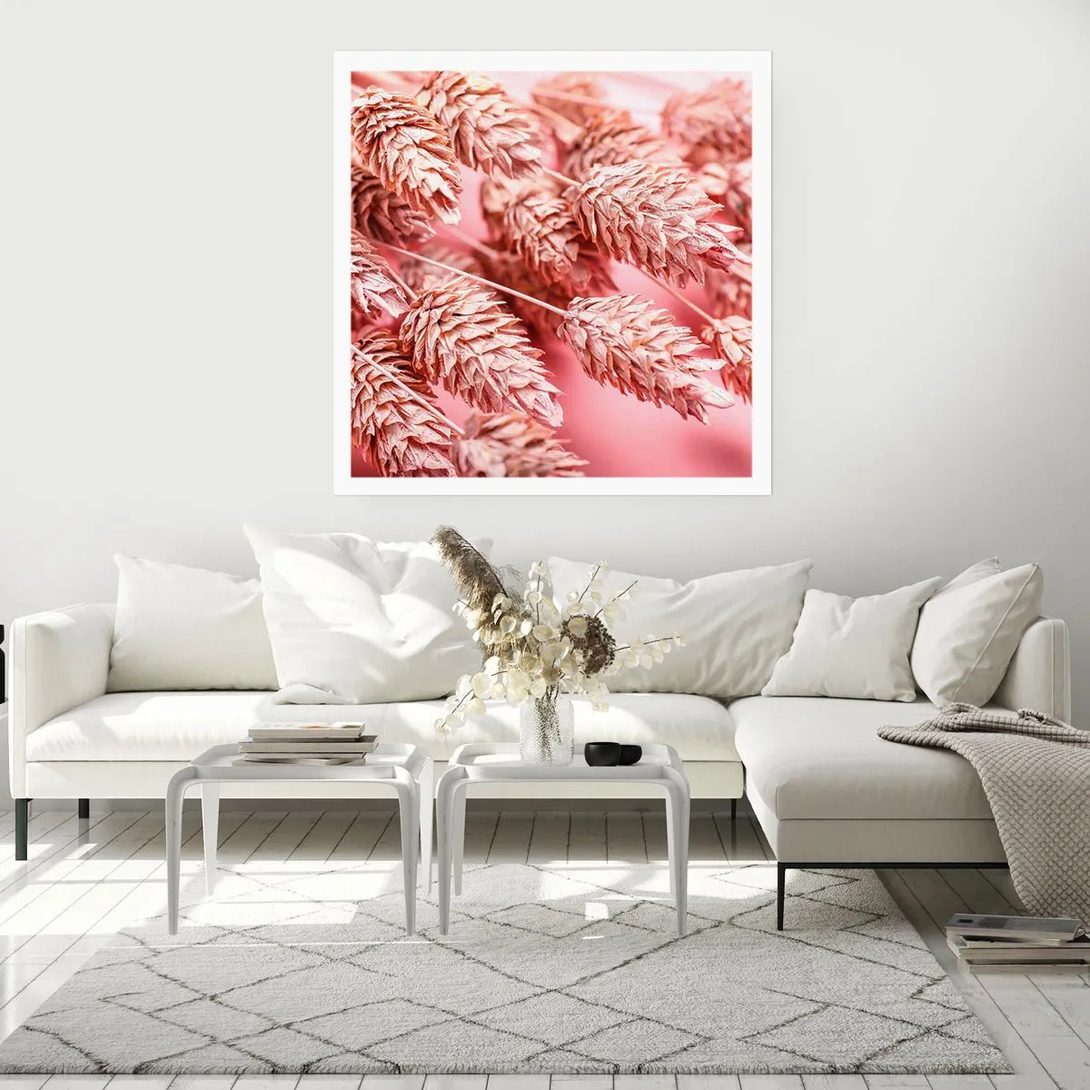 Poster - Flowery Cascade in Pink - 60x60 cm