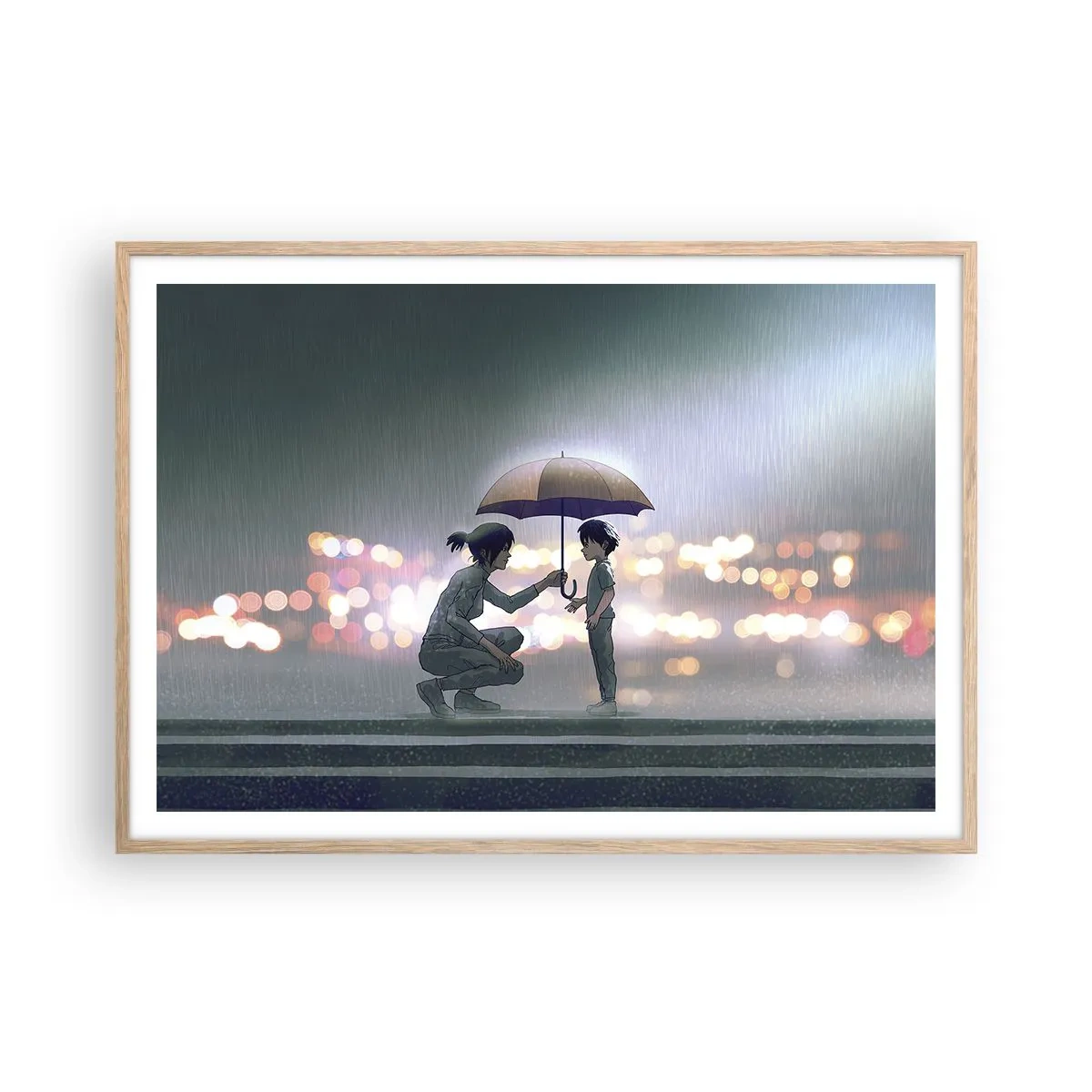 Poster in light oak frame - And Everything Is All Right - 100x70 cm