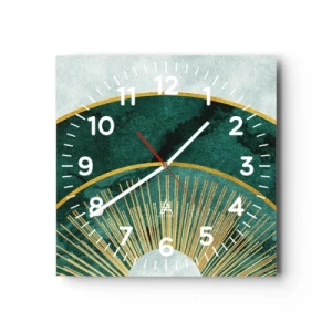 Wall clock - Clock on glass - Another Solar System - 40x40 cm