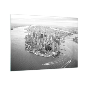 Glass picture - A bird's eye view of the city in black and white - 70x50cm - How Not to Love It? - Modern wall decoration for the living room and bedroom ARTTOR