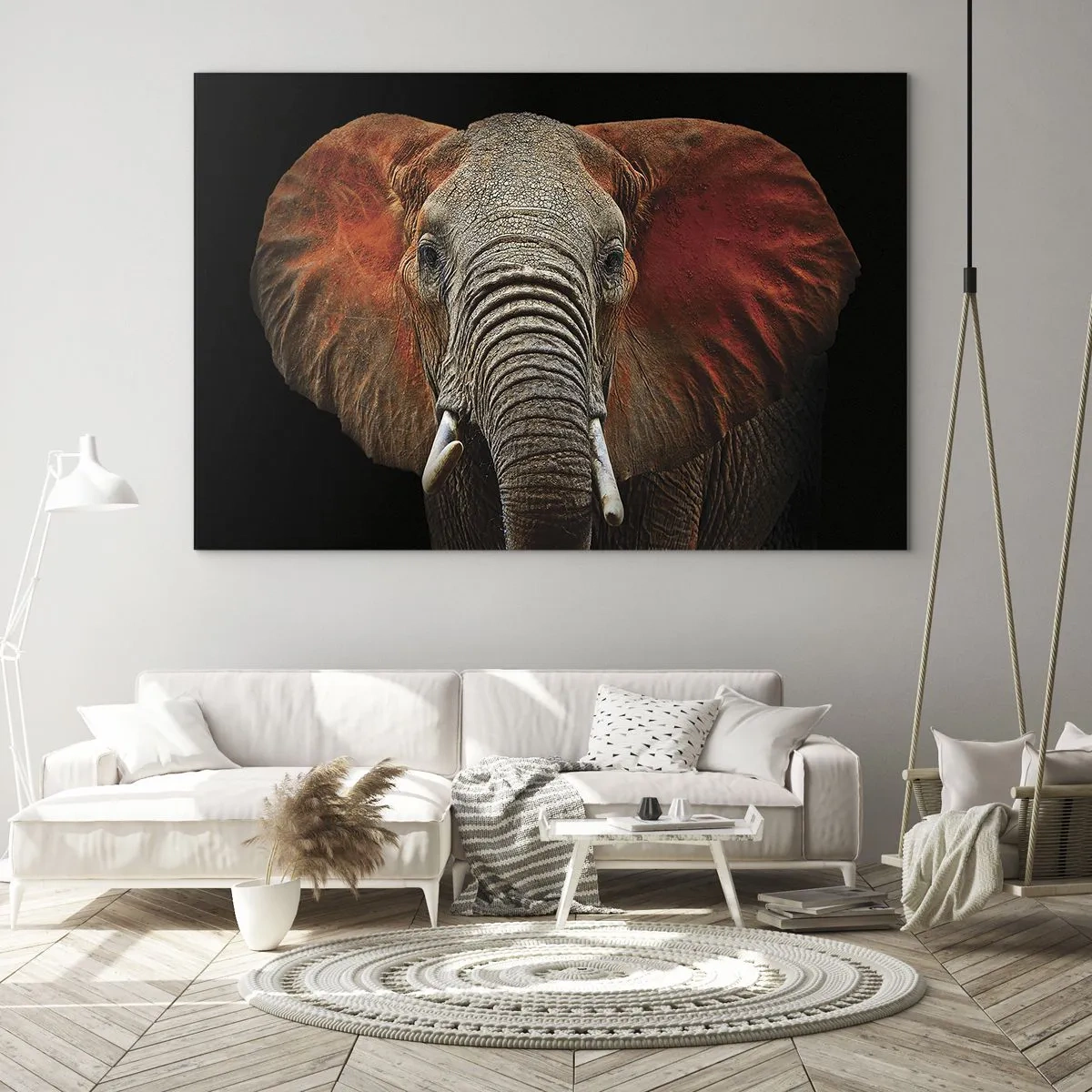 Glass picture - Portrait of a majestic elephant against a black background - 70x50cm - I am Wild, and You? - Modern wall decoration for the living room and bedroom ARTTOR