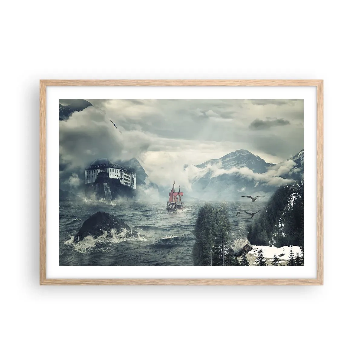 Poster in light oak frame - On Magical Waters - 70x50 cm